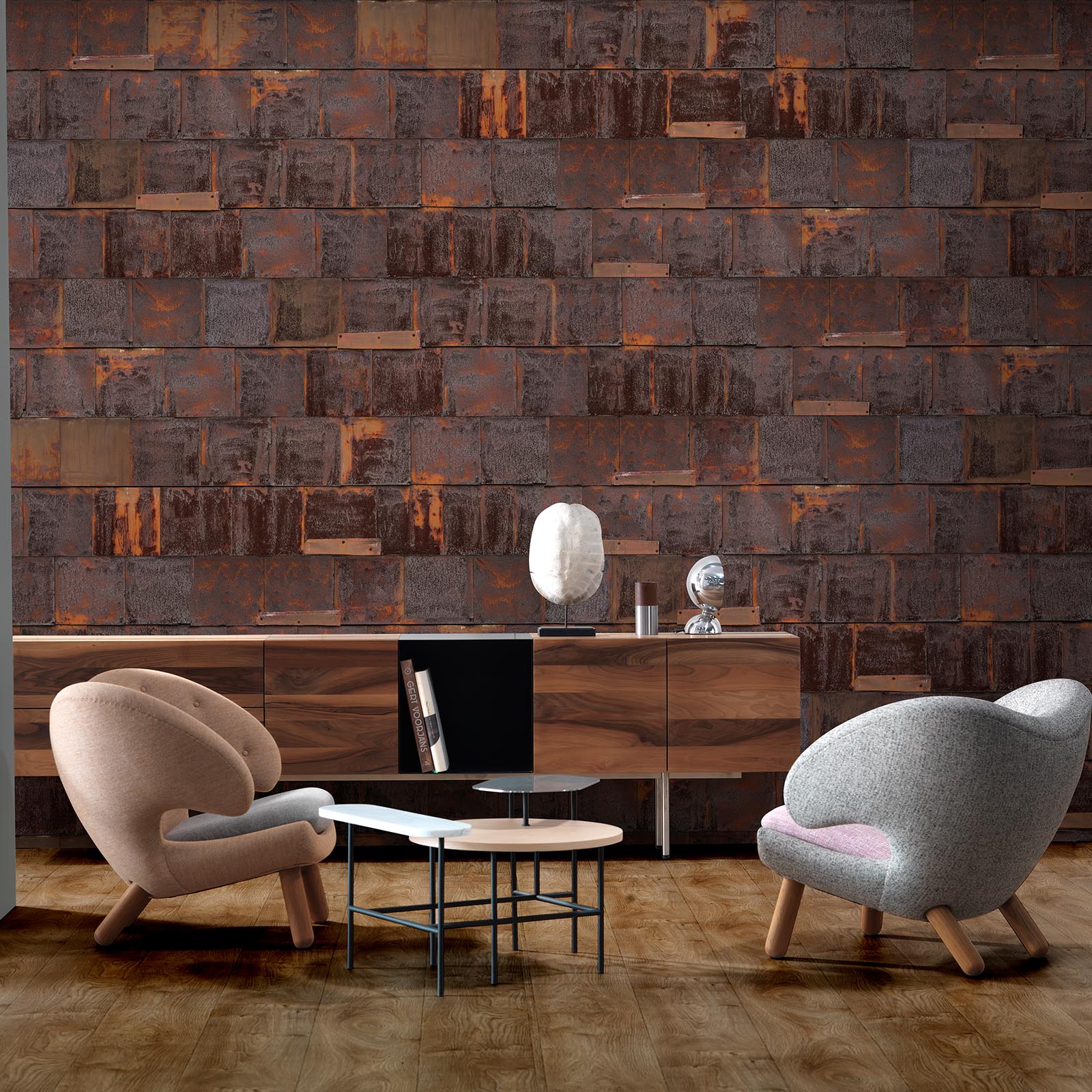 NLXL Rusted Metal Brown Wallpaper