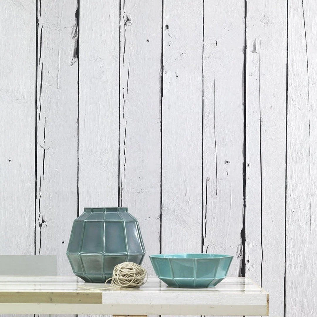 NLXL White Beams Scrapwood Wallpaper