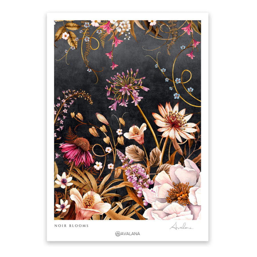 Avalana Noir Blooms Art Print