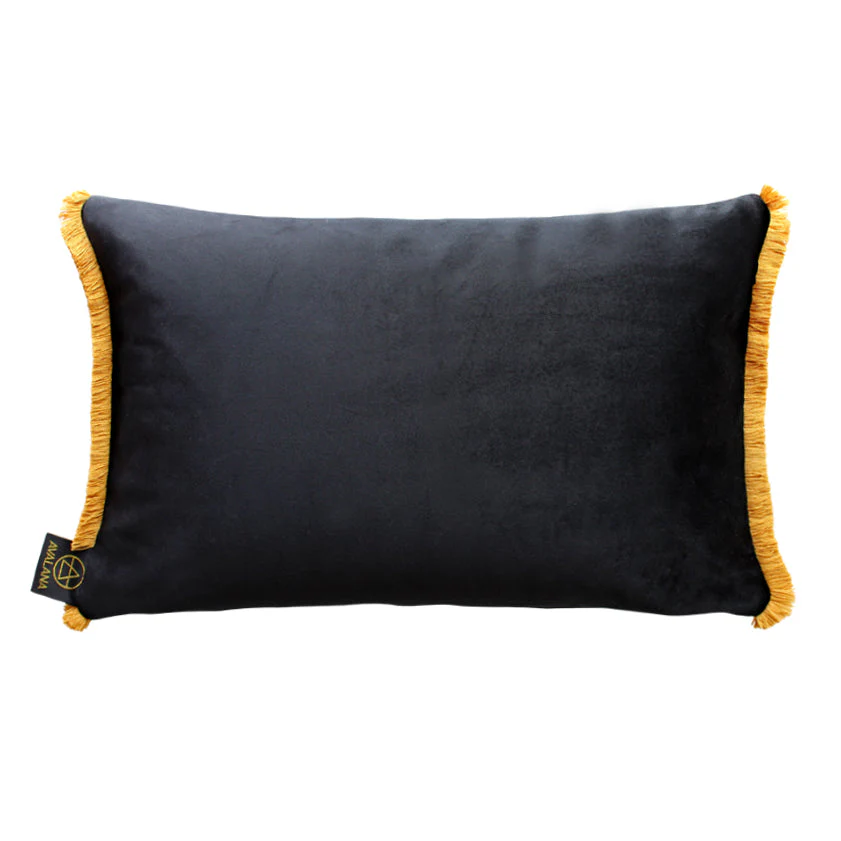Avalana Noir Blooms Fringe Cushion - Image 2