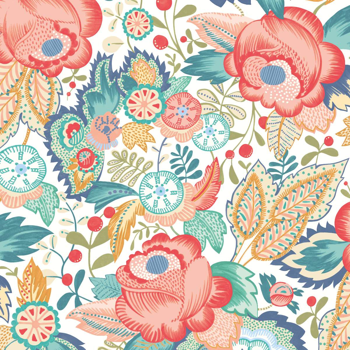 Ohpopsi Riches Of Nature Emily Rose - Petrol & Coral