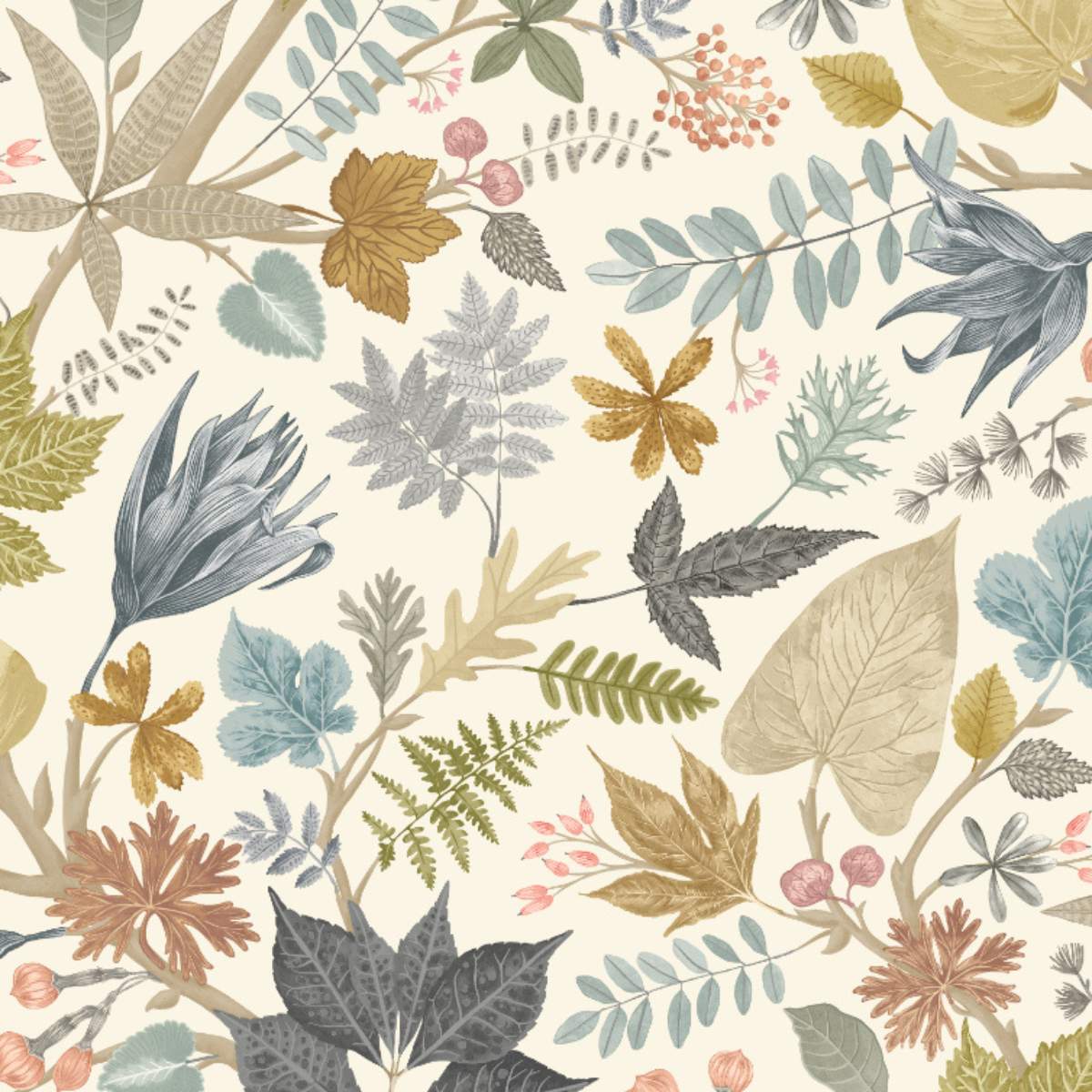 Ohpopsi Riches Of Nature Lush Leaves - Linen & Fossil