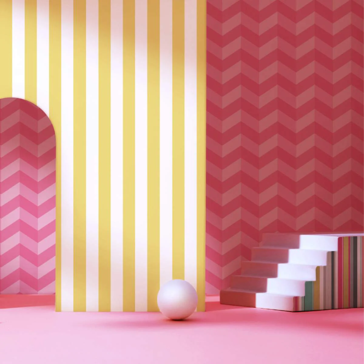 Ohpopsi So Stripey Illusion Chevron - Hot Fushcia - Image 3