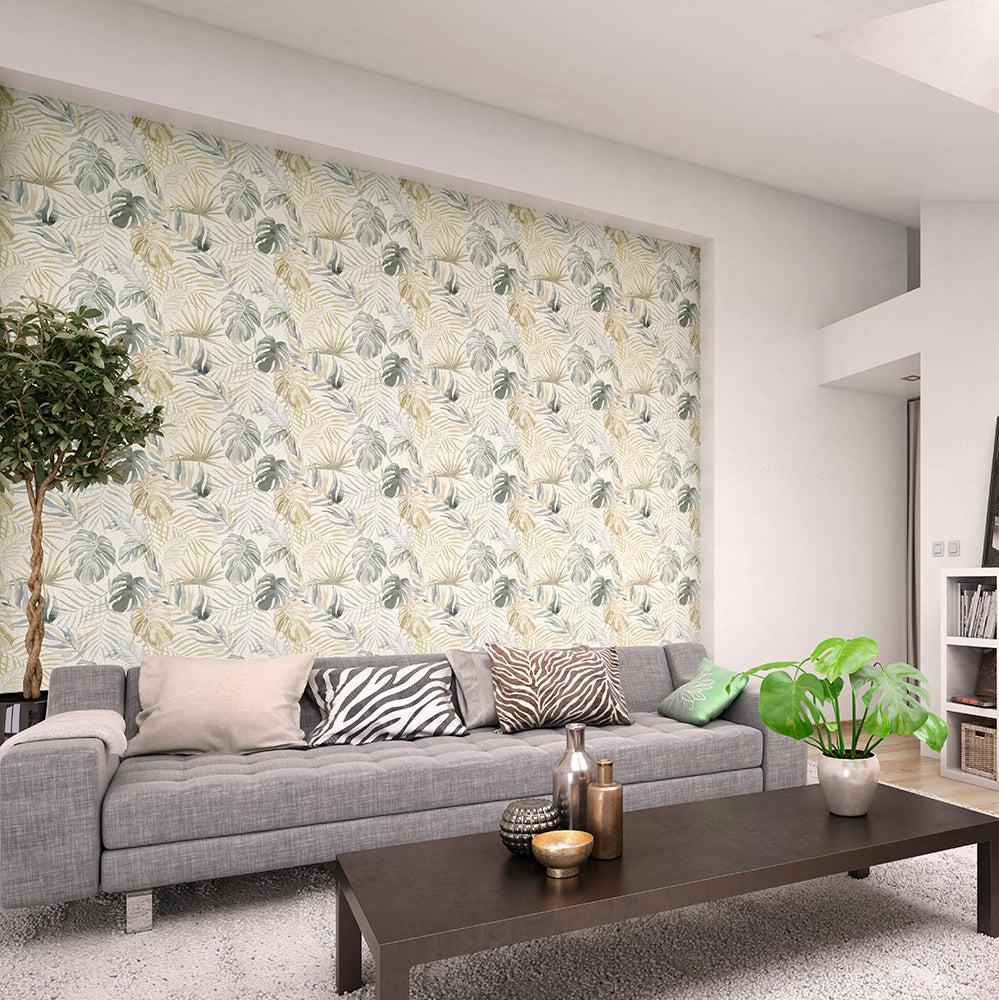 Ohpopsi Wild Tropica Wallpaper - Linen & Stone