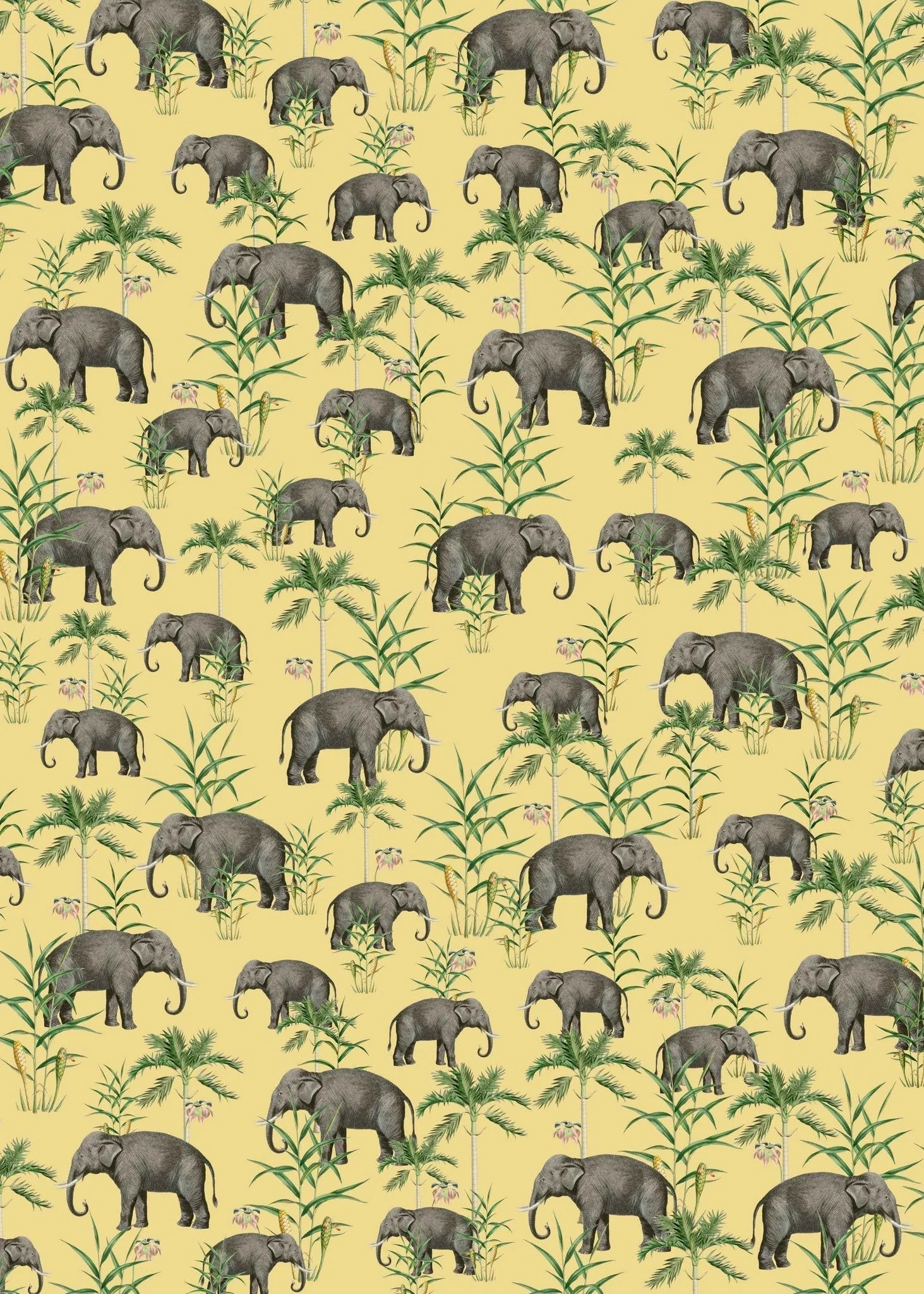 Creative Lab Amsterdam Oscar The Elephant Yellow Wallpaper Mural