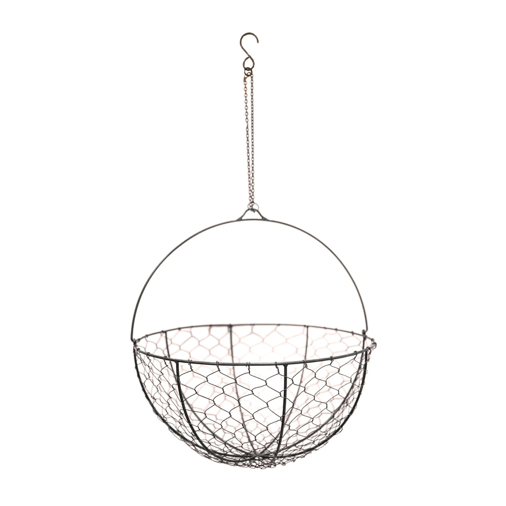 Ivyline Outdoor Hanging Wired Netted Basket