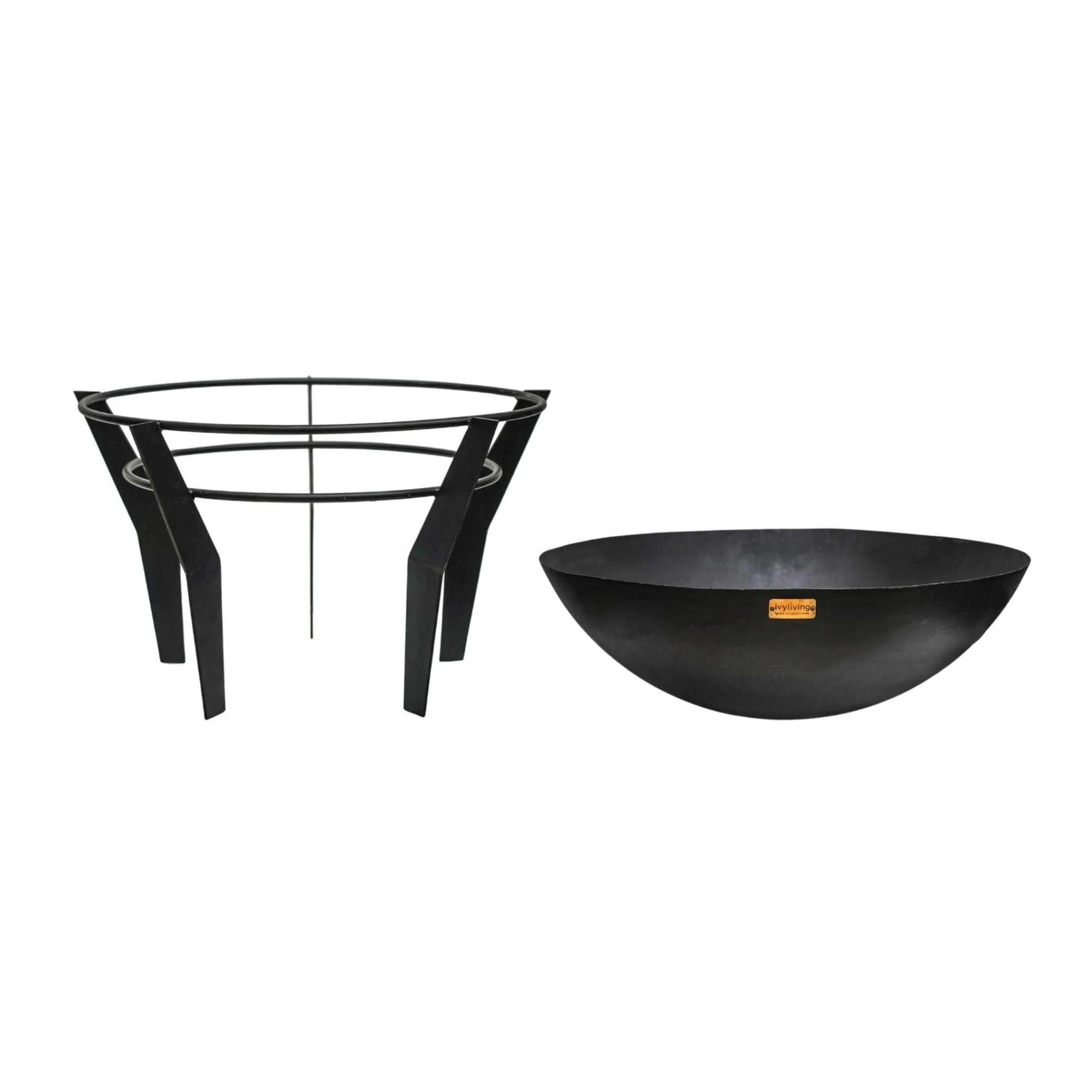 Ivyline Outdoor Metal Kendal Fire Pit on Stand Black - Image 3