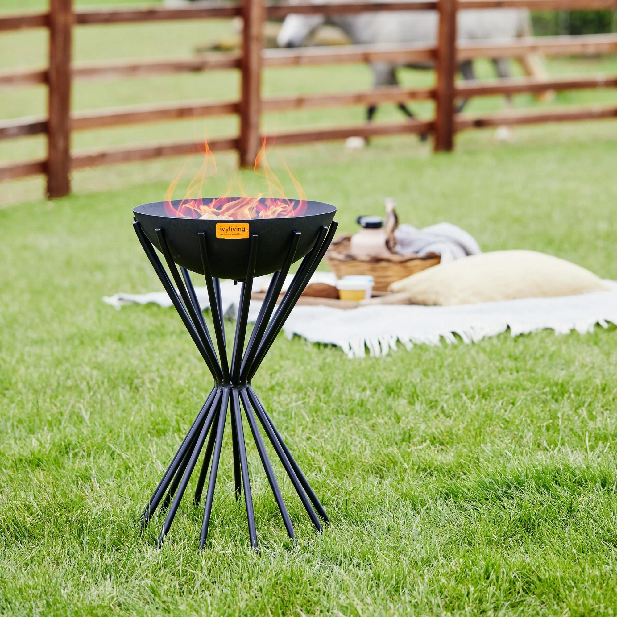 Ivyline Outdoor Tall Metal Dakota Fire Pit - Image 9