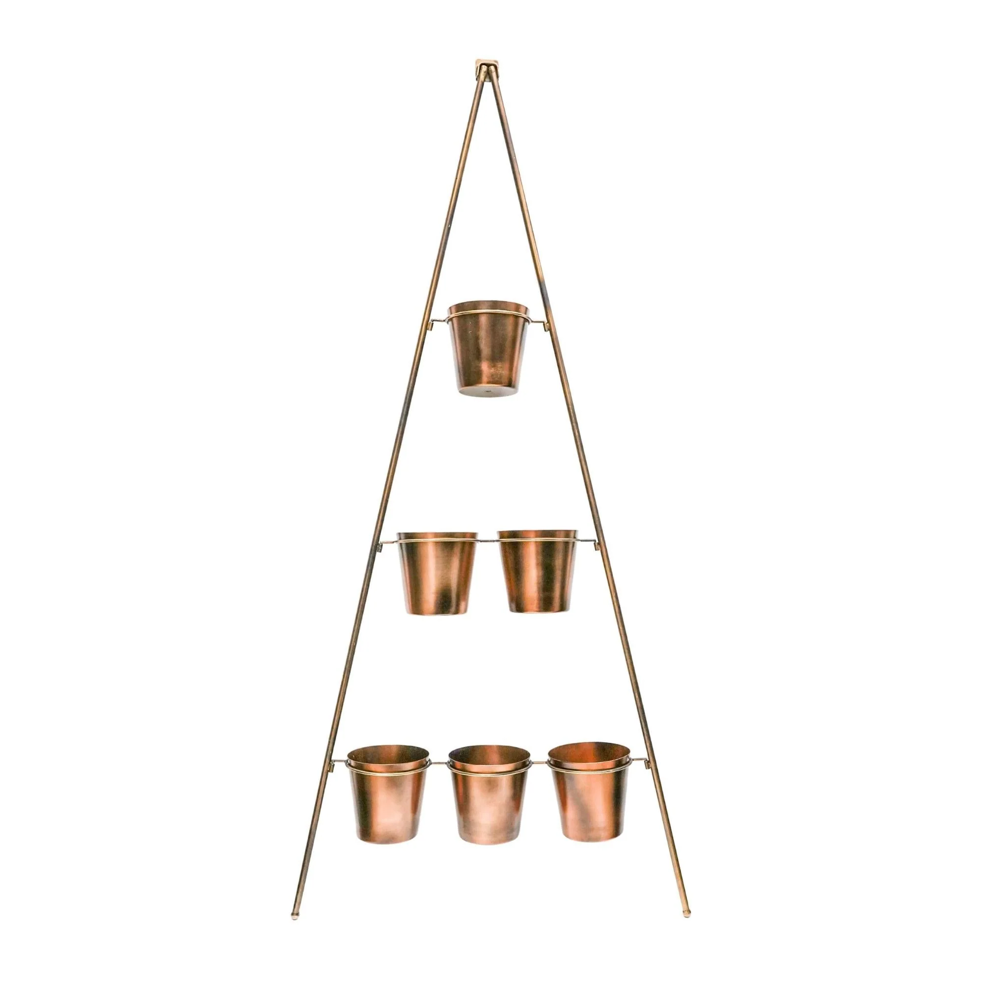 Ivyline Outdoor Vertical Gold Metal Wall Plant Stand with Planters - Image 12