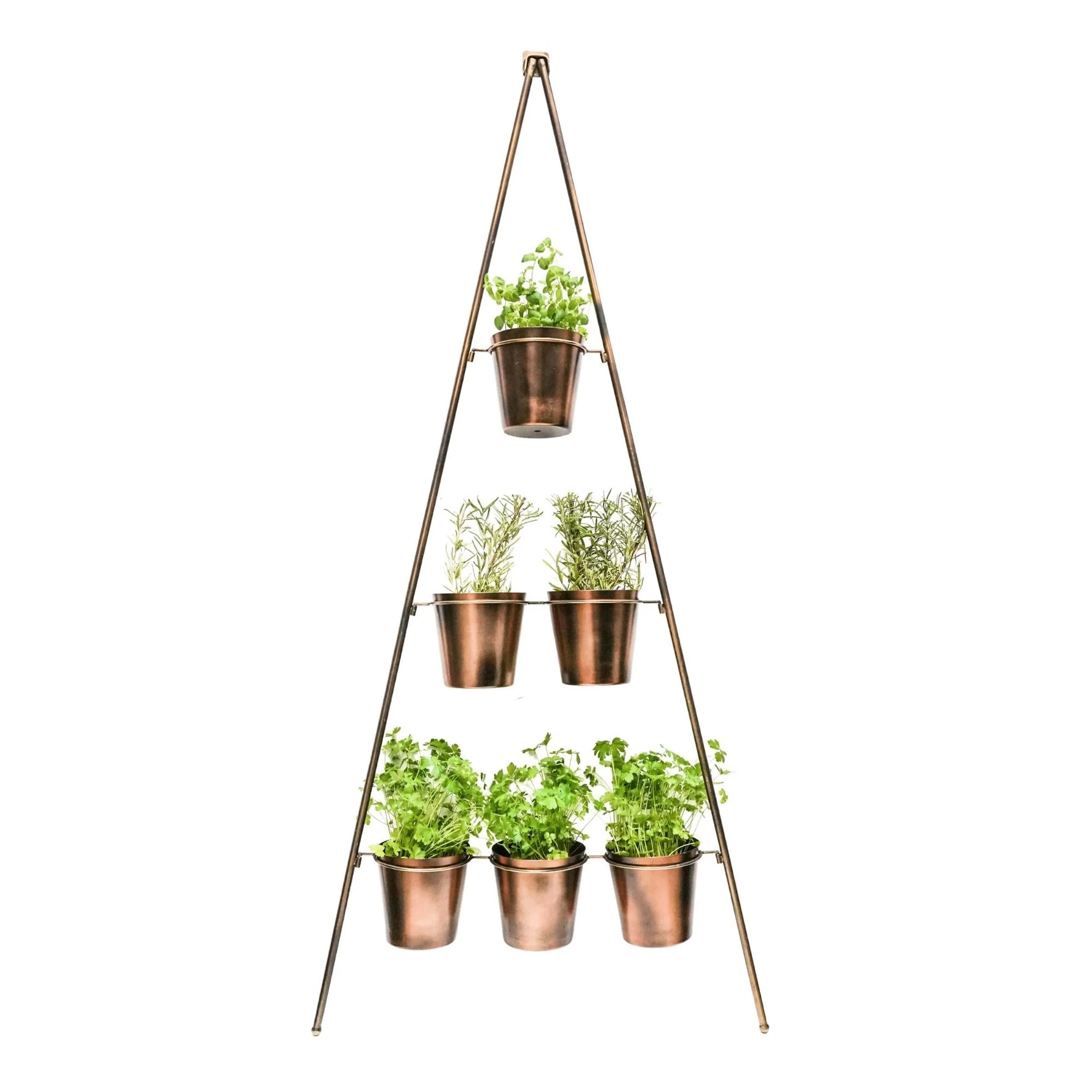 Ivyline Outdoor Vertical Gold Metal Wall Plant Stand with Planters - Image 16