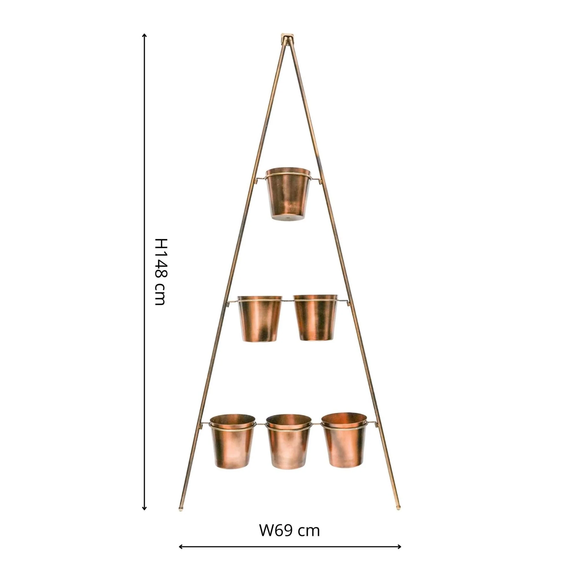 Ivyline Outdoor Vertical Gold Metal Wall Plant Stand with Planters - Image 18
