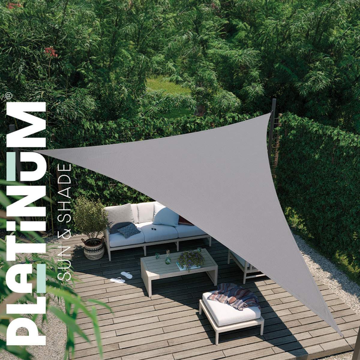 Pacific Lifestyle 5m Triangle Waterproof Shade Sail Grey - Image 2
