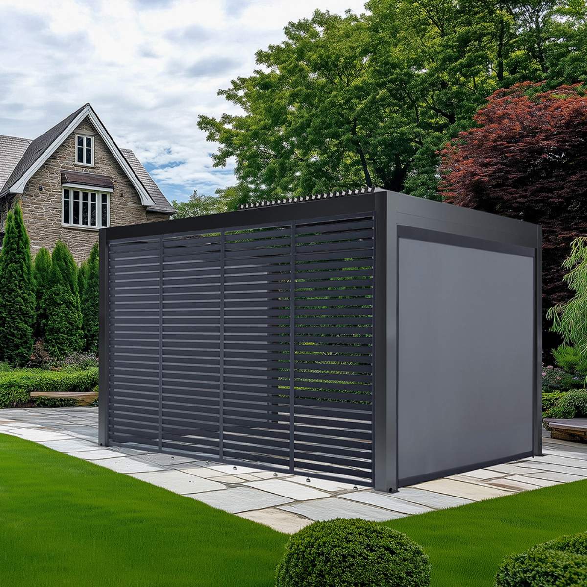 Pacific Lifestyle Abierto Full Electric 3m x 4m inc LED complete with 1 x 4m Fixed Louvre Panel & 2 x 3m Electric Blinds, Delivery and Installation - Image 7