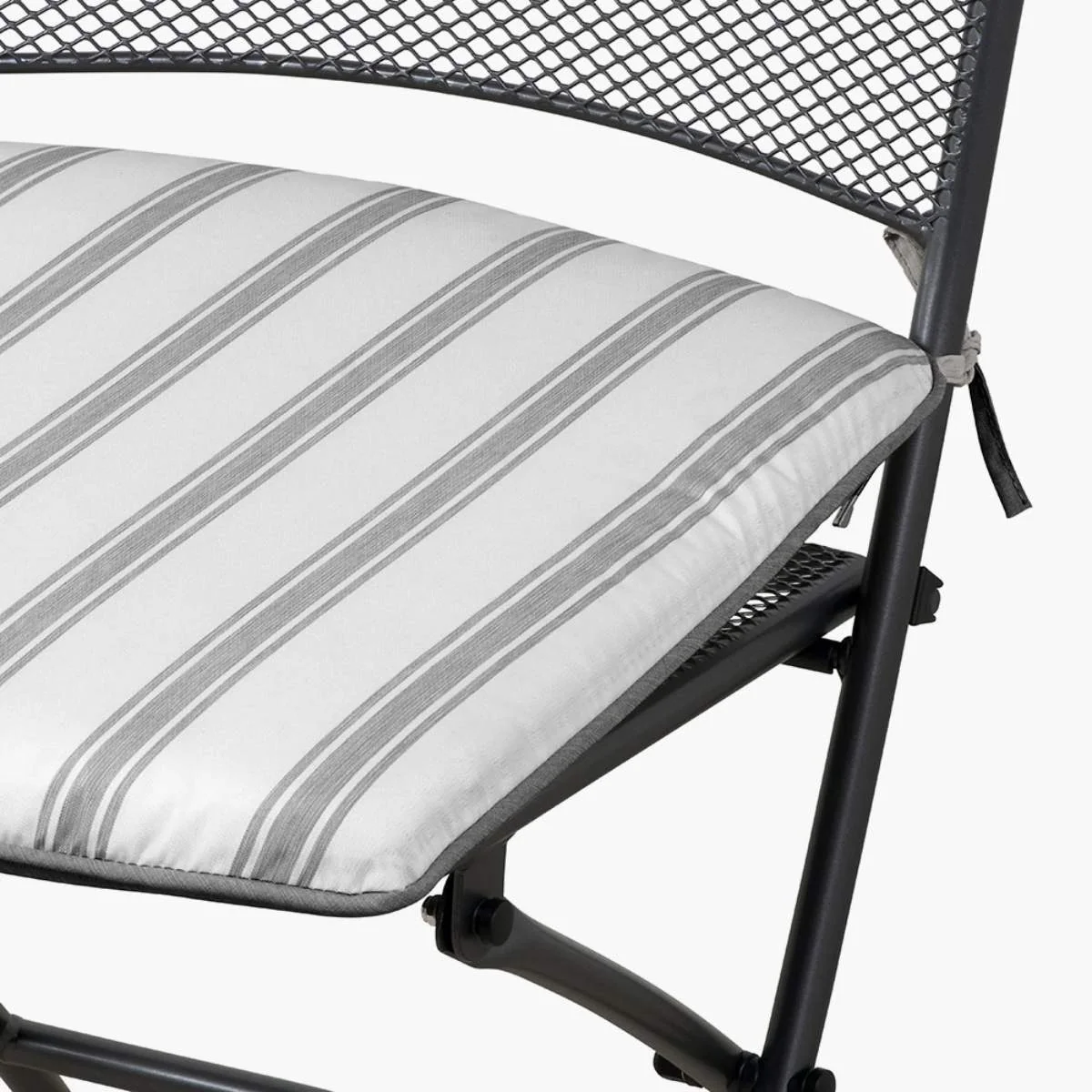 Pacific Lifestyle Cafe Latte Balcony Folding Round Set with Grey Striped/Plain Cushions - Image 4