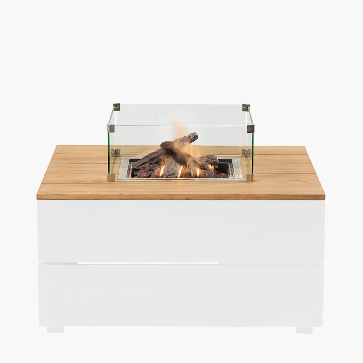 Pacific Lifestyle Cosipure 100 White and Teak Square Fire Pit - Image 3