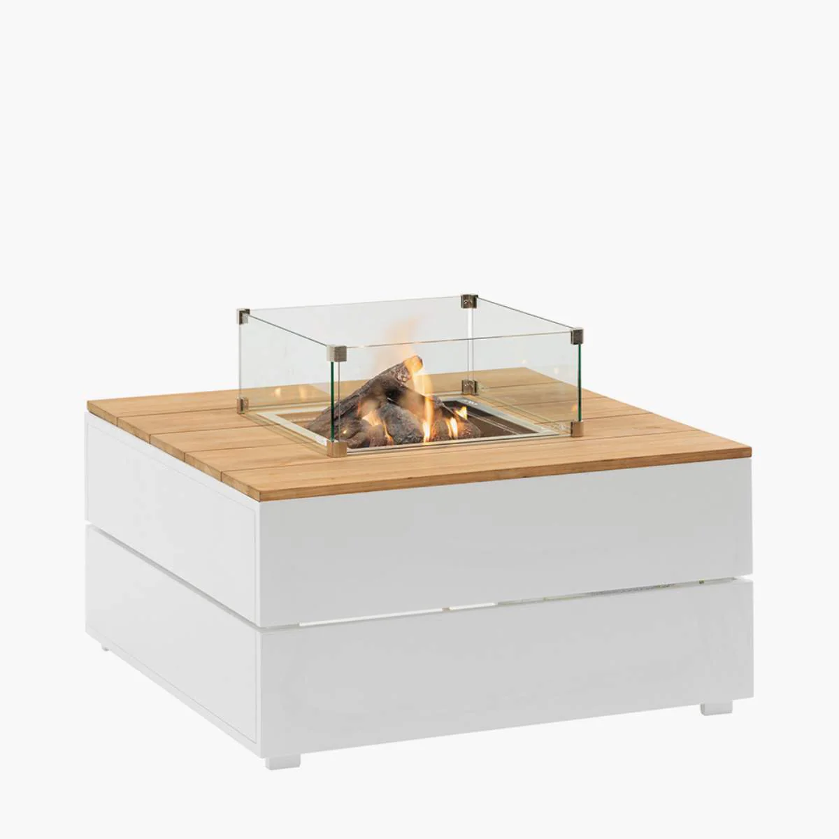 Pacific Lifestyle Cosipure 100 White and Teak Square Fire Pit - Image 4