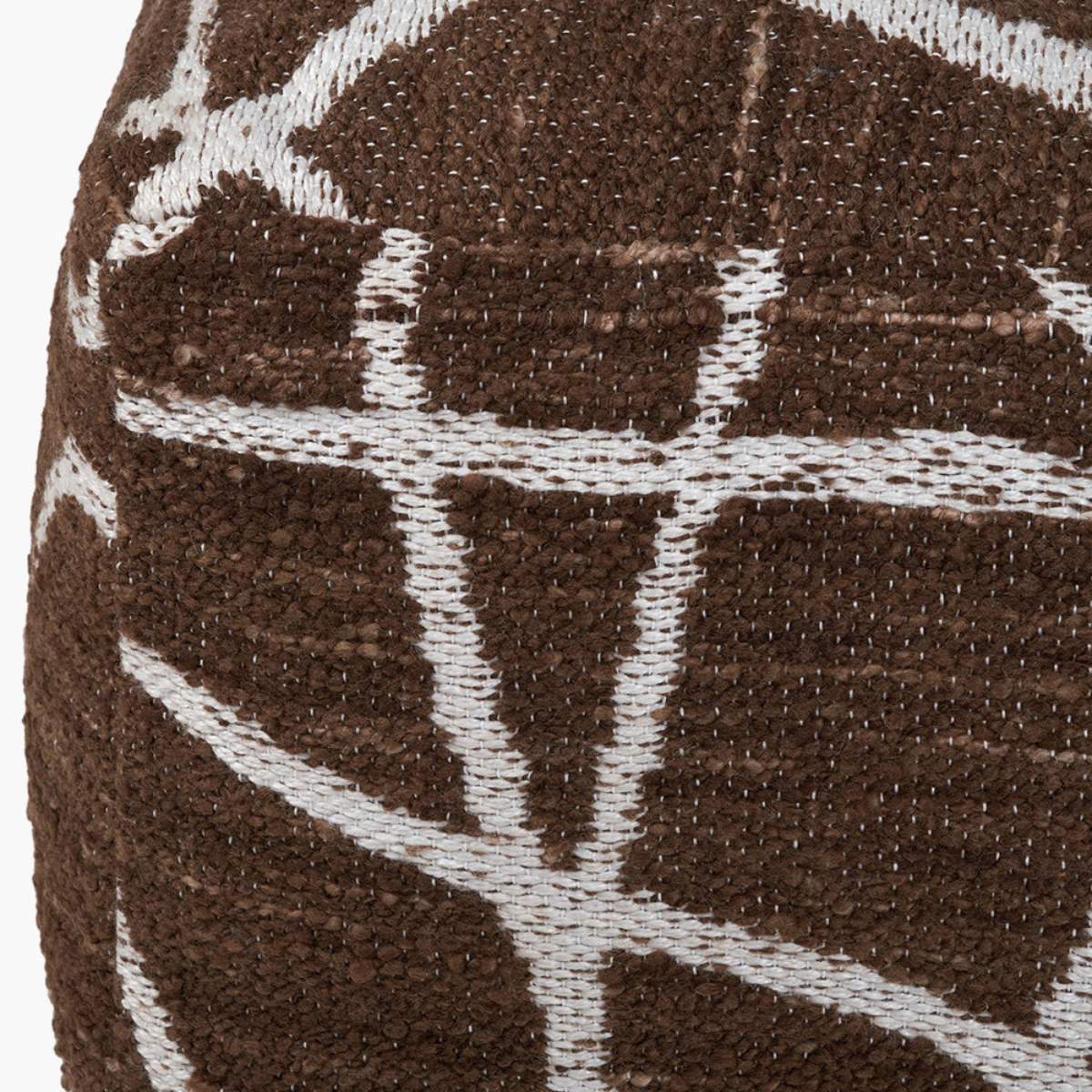 Pacific Lifestyle Indoor Outdoor Chocolate Brown and White Abstract Swirl Design Pouffe - Image 5
