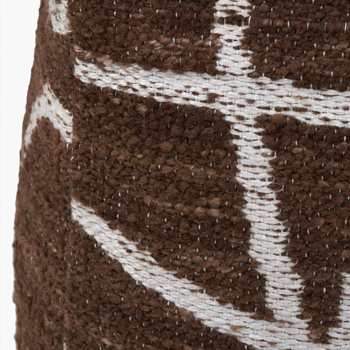 Pacific Lifestyle Indoor Outdoor Chocolate Brown and White Abstract Swirl Design Pouffe - Image 6