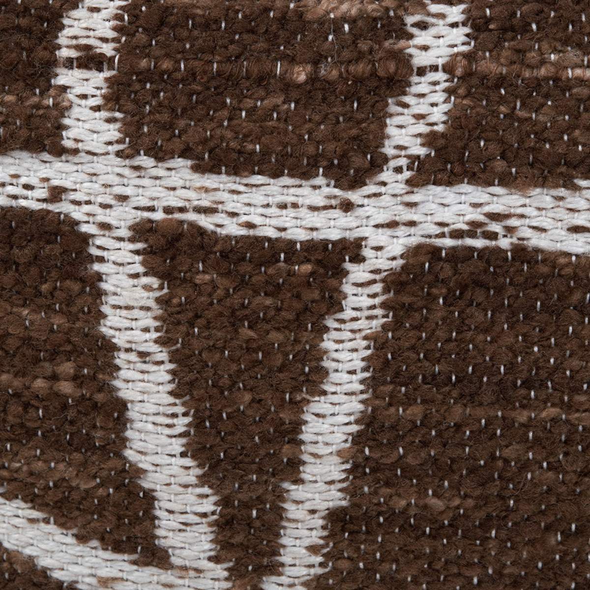Pacific Lifestyle Indoor Outdoor Chocolate Brown and White Abstract Swirl Design Pouffe - Image 7
