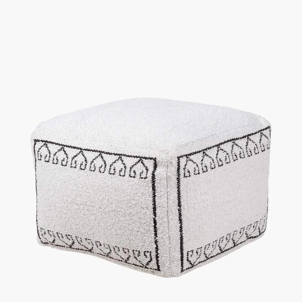 Pacific Lifestyle Indoor Outdoor White and Black Greek Key Design Pouffe - Image 3
