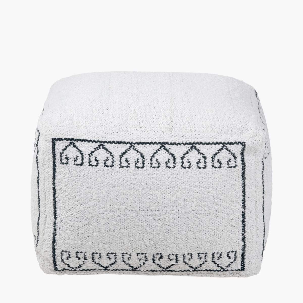 Pacific Lifestyle Indoor Outdoor White and Black Greek Key Design Pouffe - Image 4