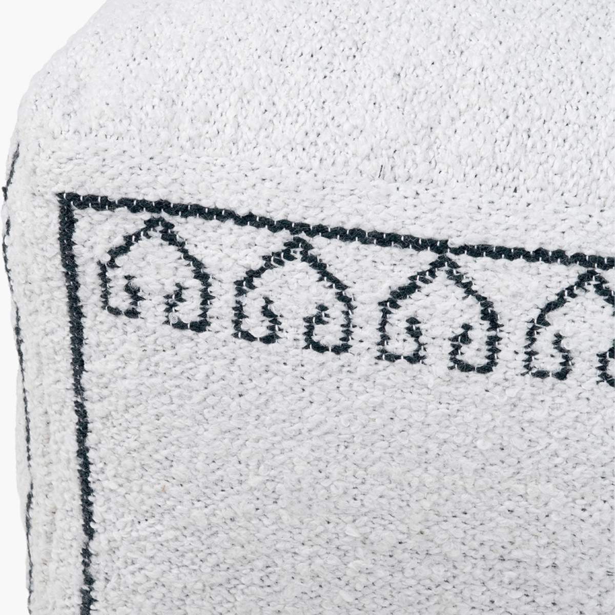 Pacific Lifestyle Indoor Outdoor White and Black Greek Key Design Pouffe - Image 5