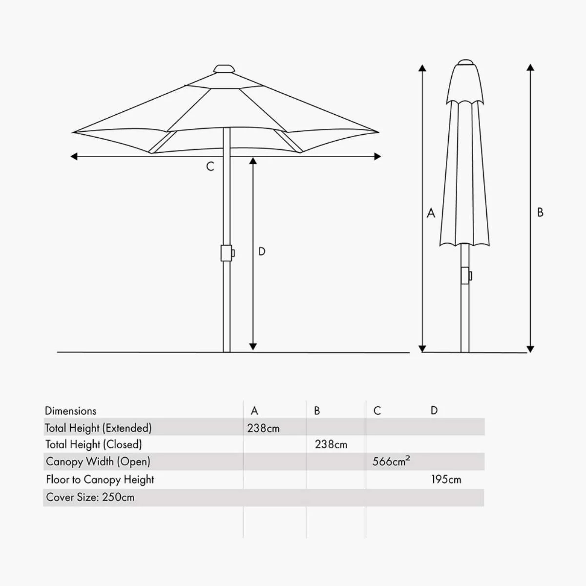 Pacific Lifestyle Lisboa 2.5m Round Luna Grey Parasol - Image 8