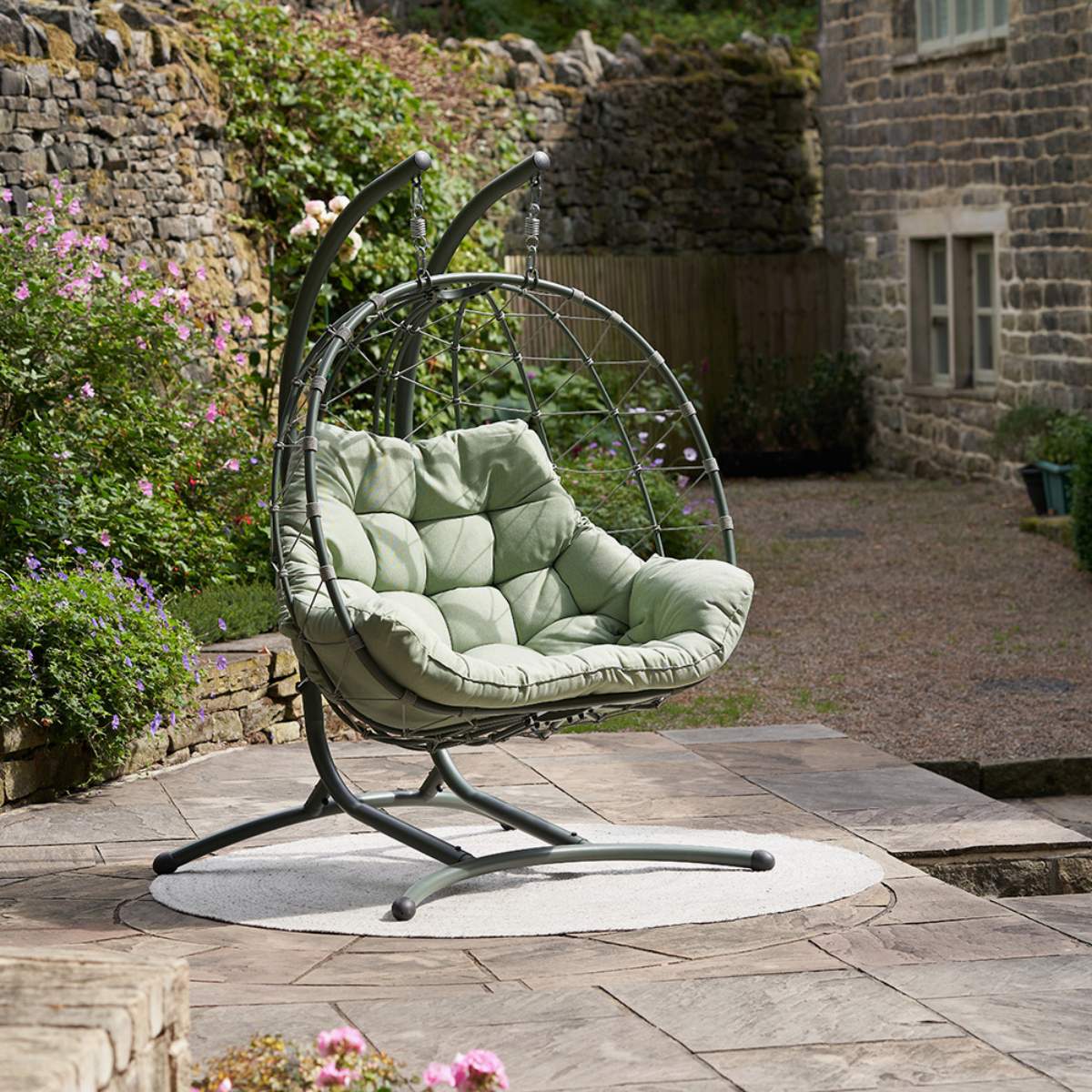 Pacific Lifestyle Lyon Moss Green Outdoor Double Hanging Chair - Image 11