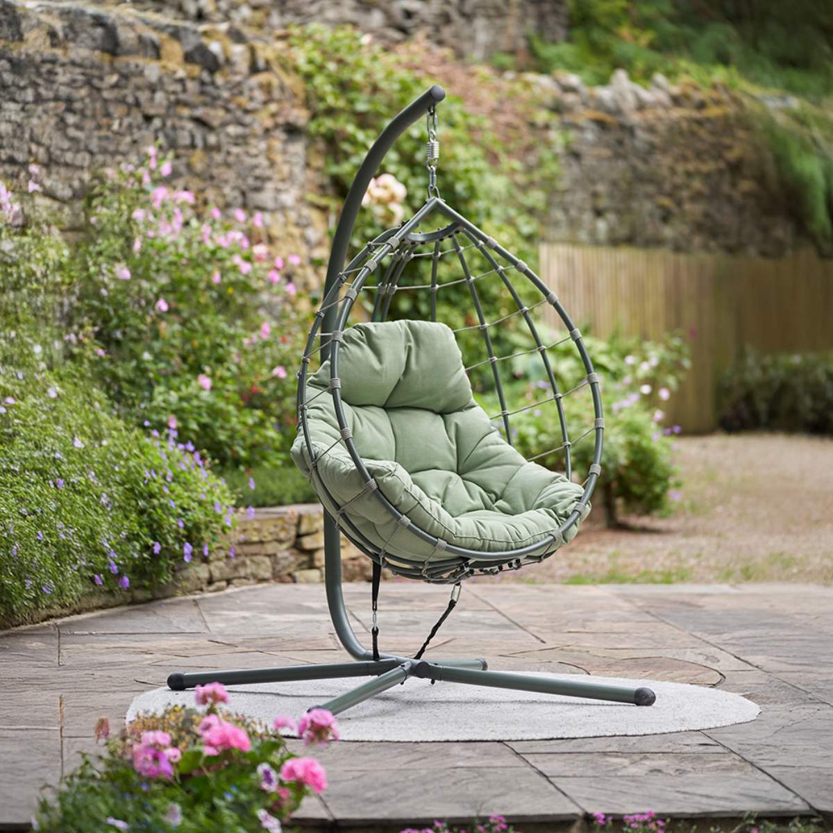Pacific Lifestyle Lyon Moss Green Outdoor Single Hanging Chair - Image 9