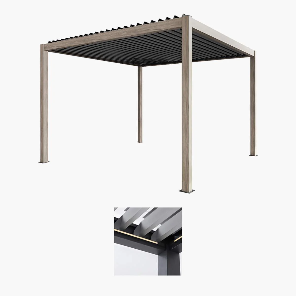 Pacific Lifestyle Pavillo Teak 3.5m x 3.5m Pergola, Pavillo LED plus Delivery and Installation