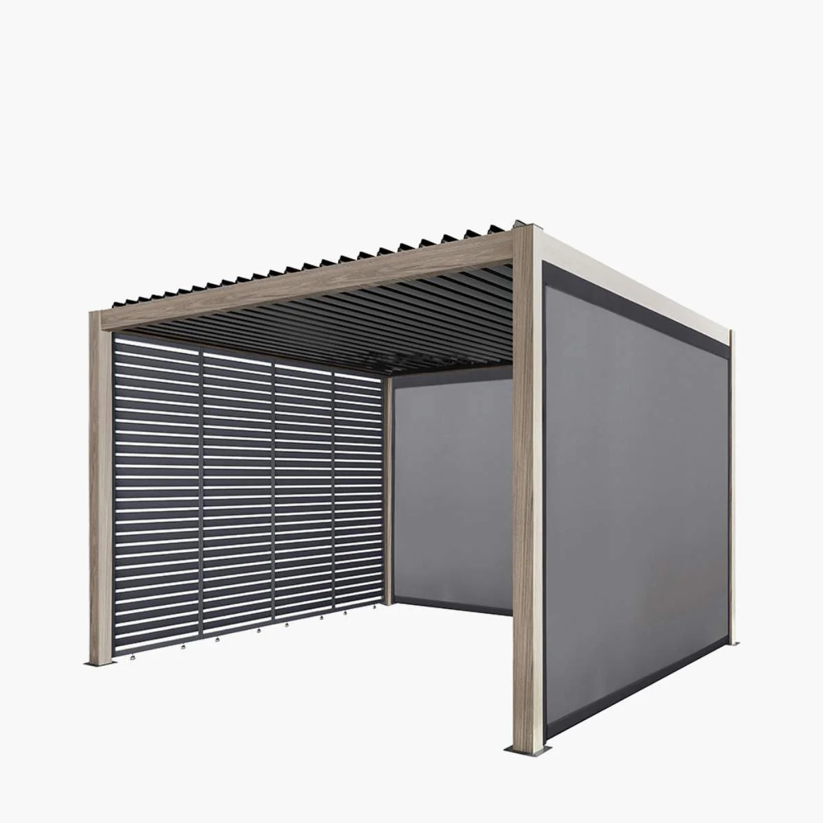 Pacific Lifestyle Pavillo Teak 3.5m x 3.5m Pergola, Pavillo Louvre Front/Back Panel Long, Pavillo Front/Back Blind Long, Pavillo Side Blind Short, Pavillo LED, Delivery and Installation - Image 7