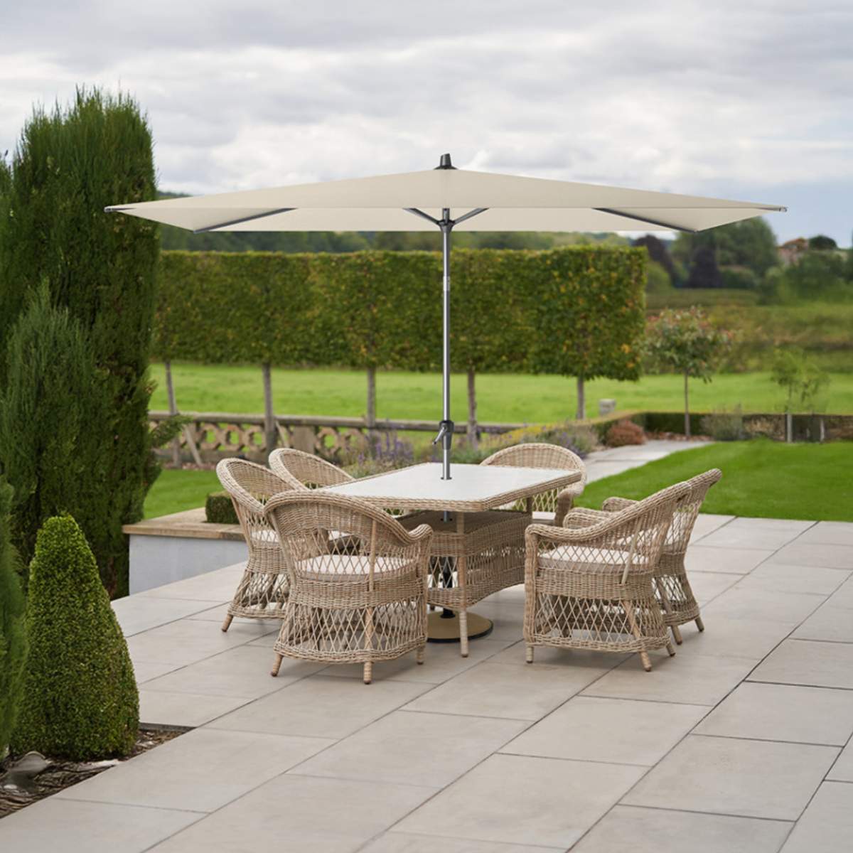 Pacific Lifestyle Riva 3 x 2m Rectangular Champagne Parasol - Image 4