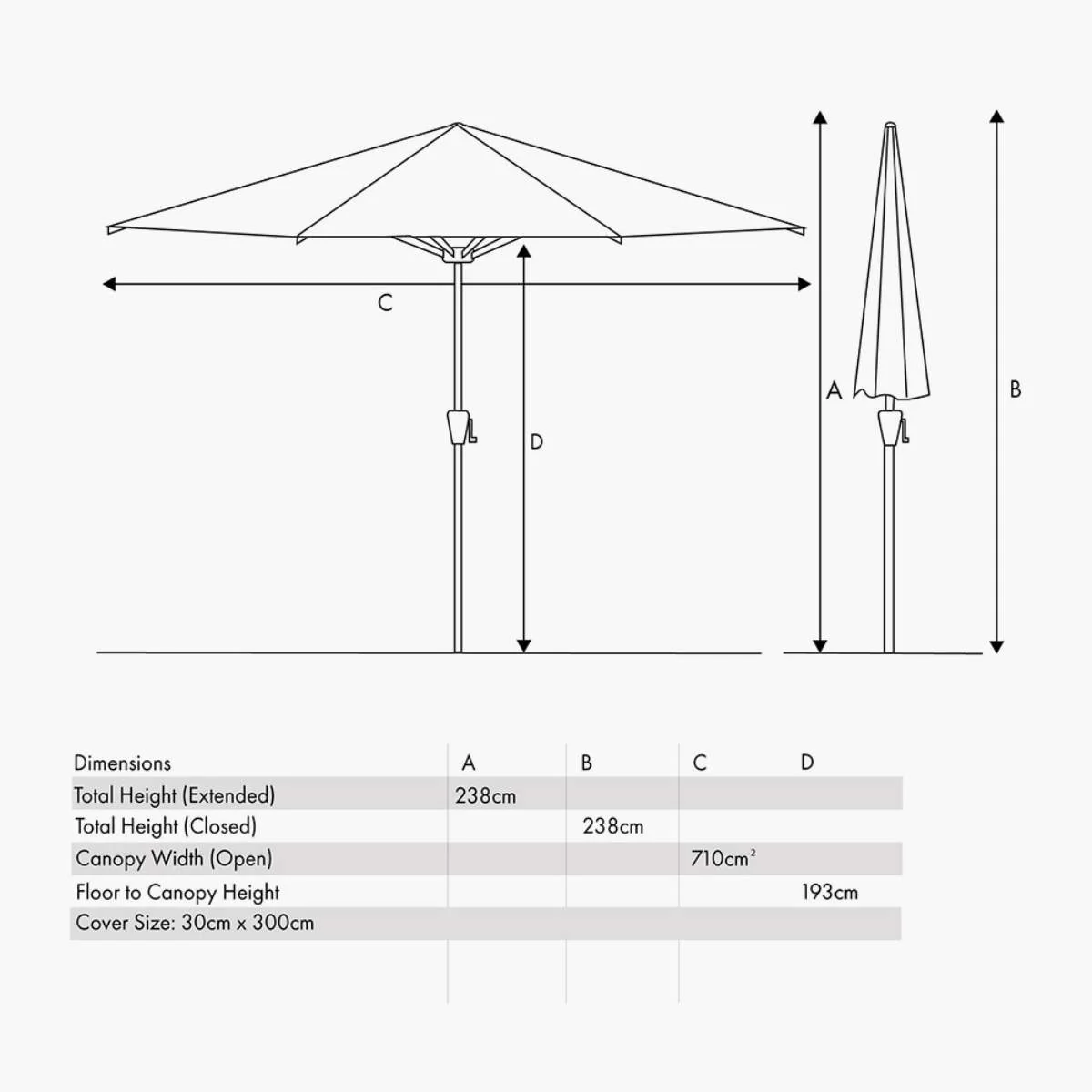 Pacific Lifestyle Riva Premium 3m Round Faded Black Parasol - Image 3