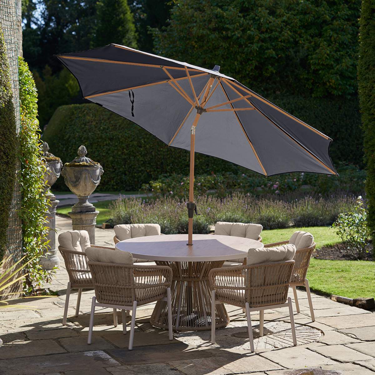 Pacific Lifestyle Riva Teak 3m Round Anthracite Parasol - Image 5
