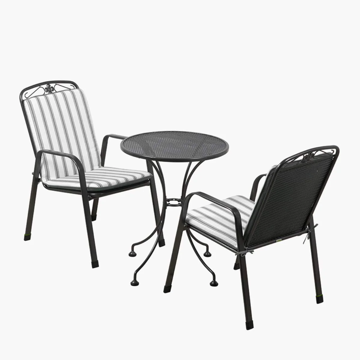 Pacific Lifestyle Savoy Bistro Set with Grey Striped/Plain Cushions - Image 3