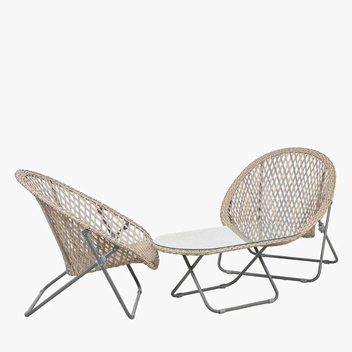 Pacific Lifestyle Tobs Outdoor Grey Foldable Loungers Set with Oval Table - Image 2