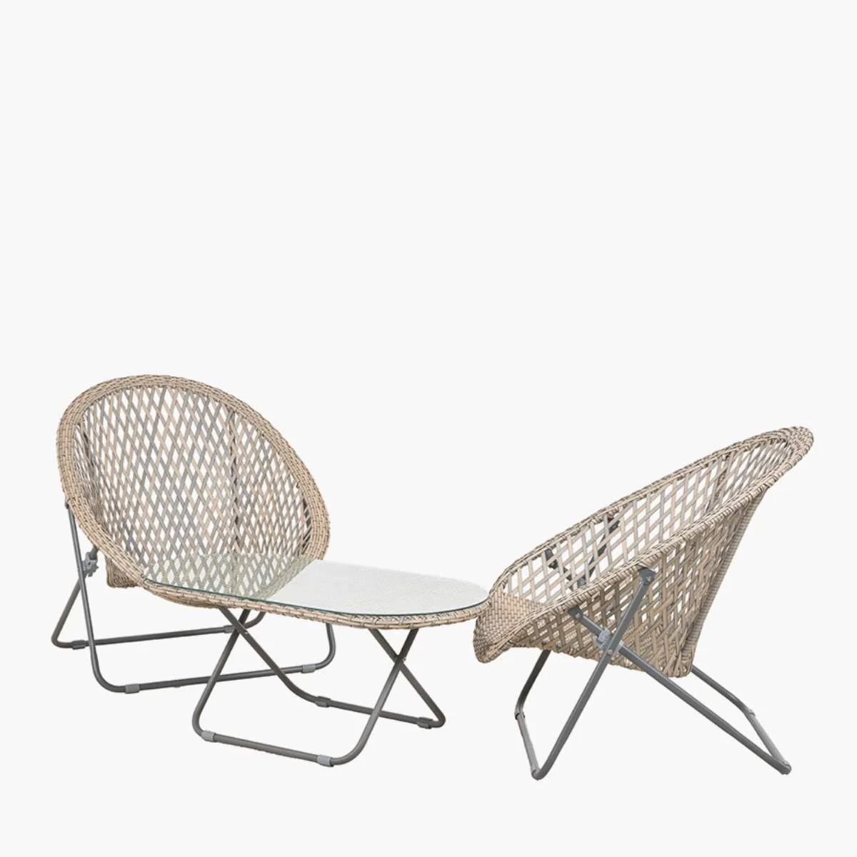 Pacific Lifestyle Tobs Outdoor Grey Foldable Loungers Set with Oval Table - Image 3