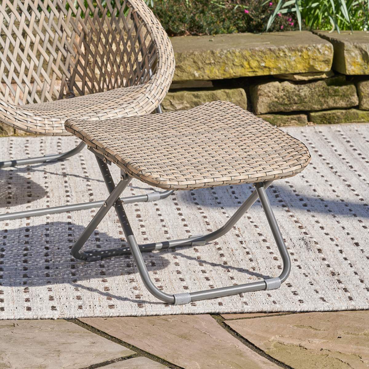 Pacific Lifestyle Tobs Outdoor Grey Synthetic Rattan Folding Footstool - Image 9