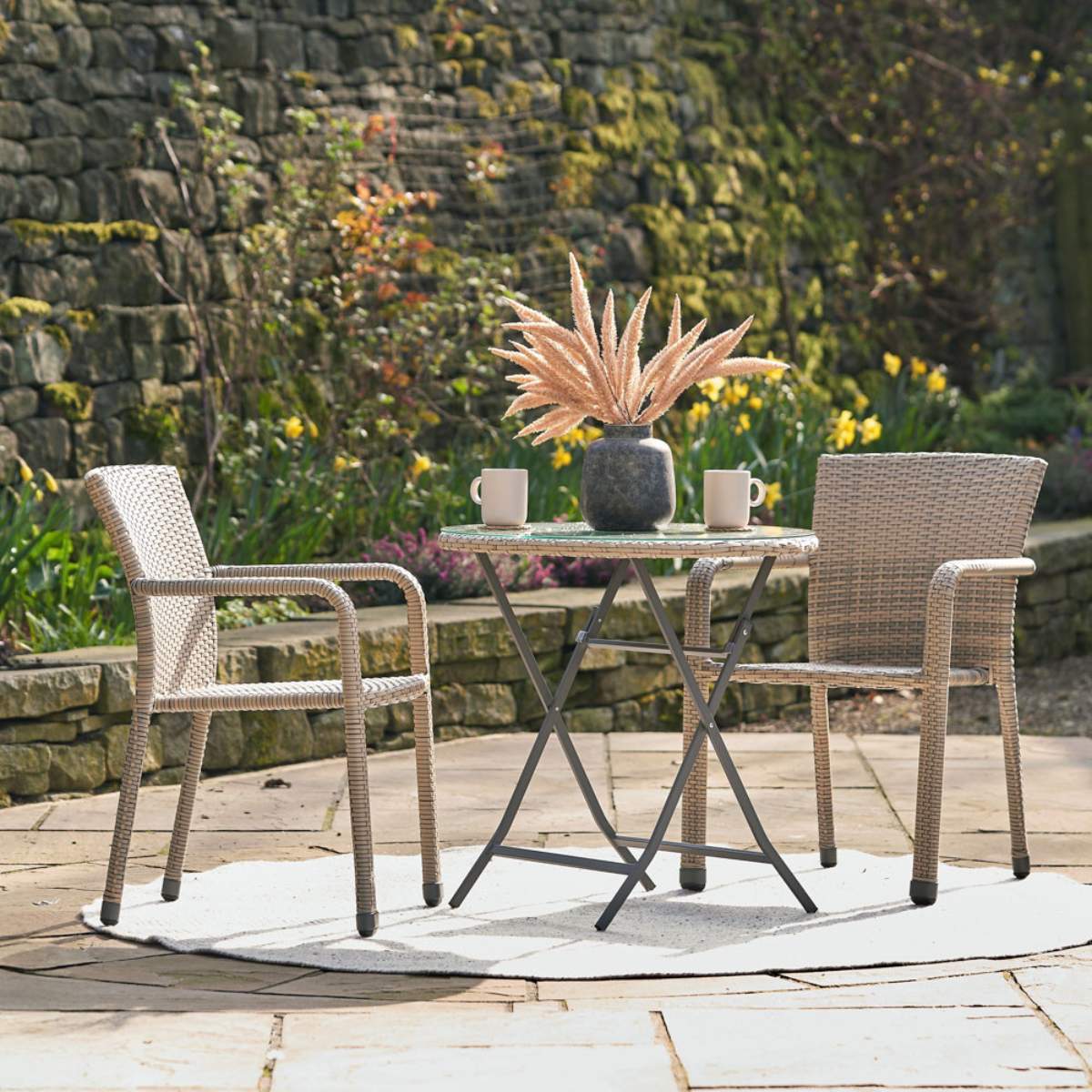 Pacific Lifestyle Tobs Outdoor Grey Synthetic Rattan Stackable Bistro Set - Image 18