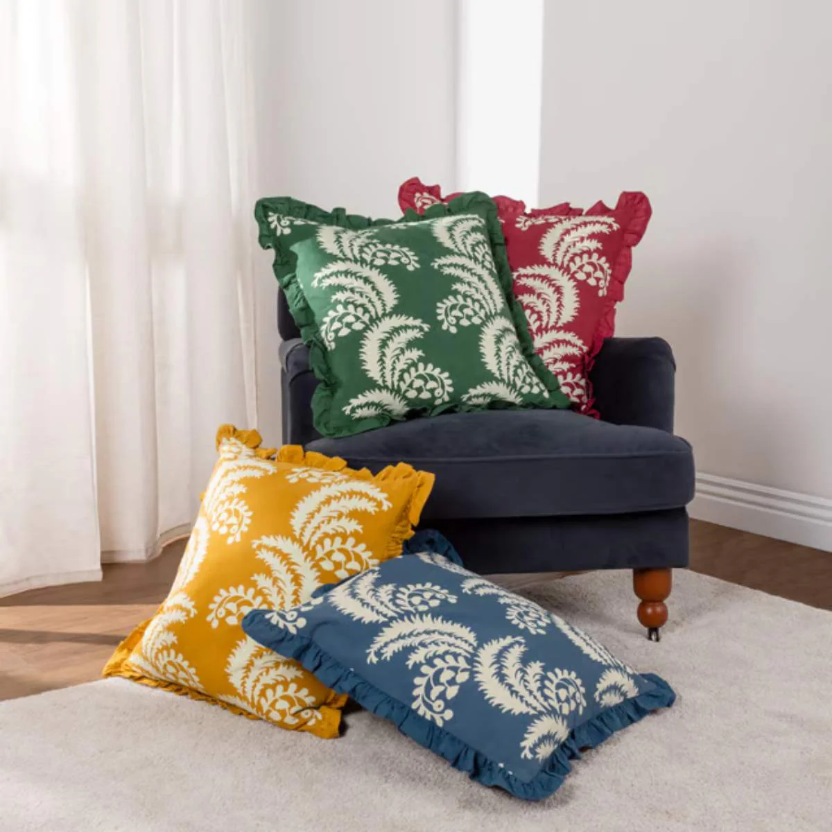 Paoletti Montrose Pleated Floral Cushion Cover - Image 9