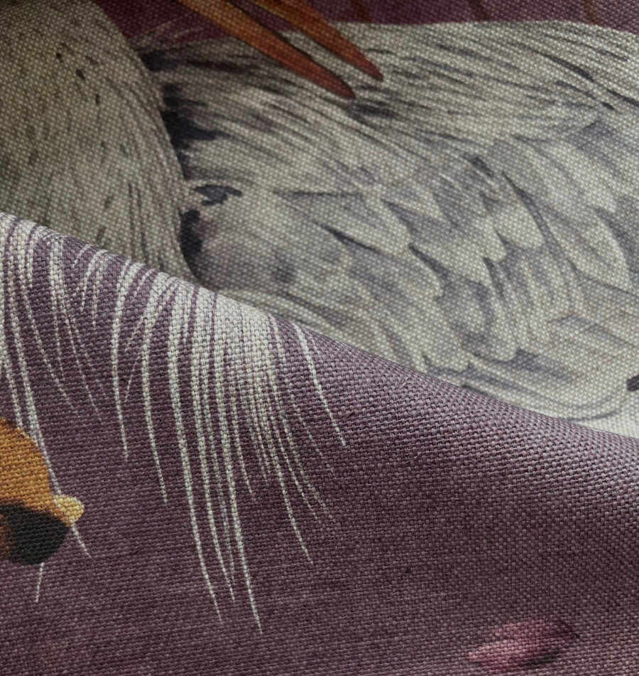 Avalana Plum Orient Natural Linen Fabric