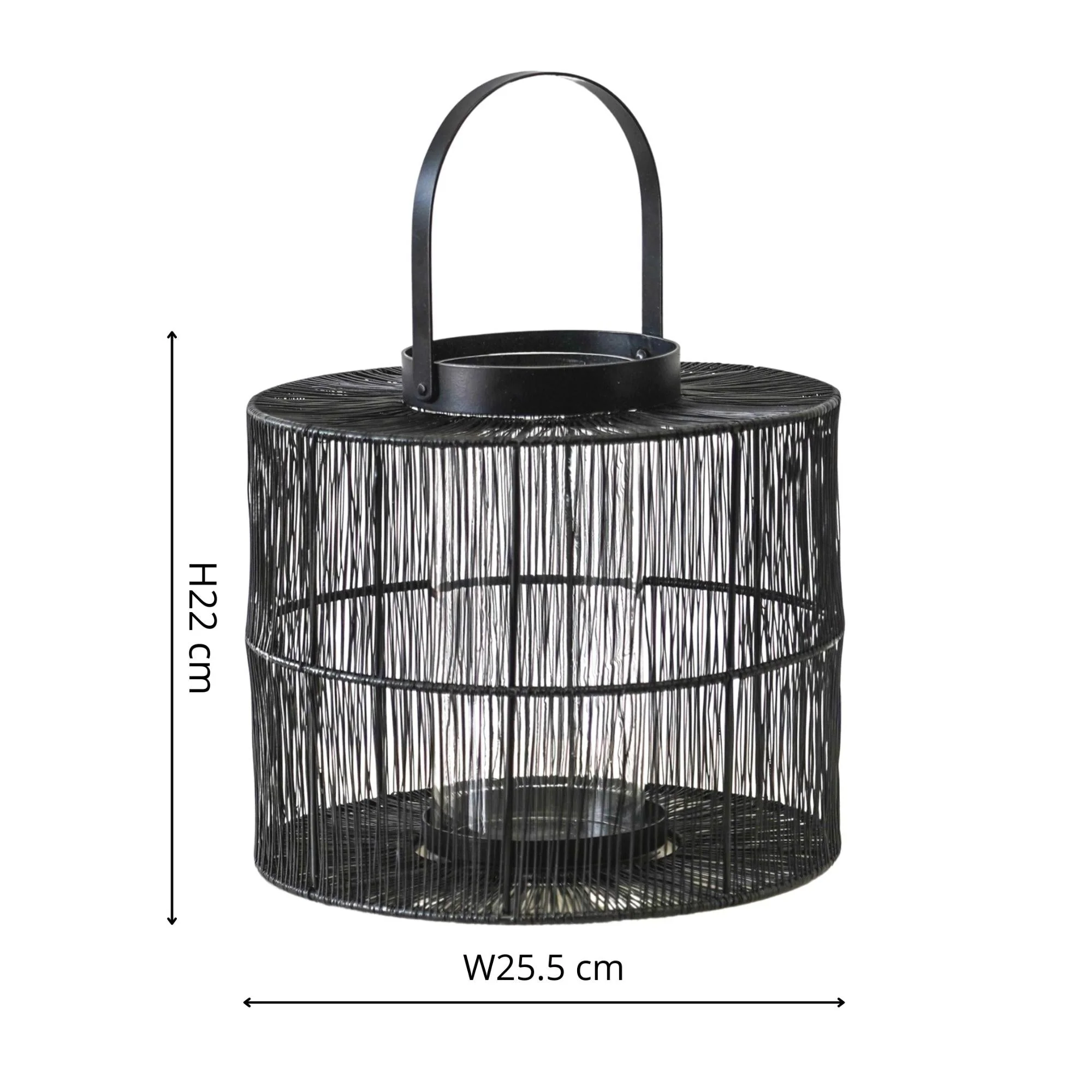 Ivyline Portofino Wirework Lantern with Glass Insert Black - Image 5