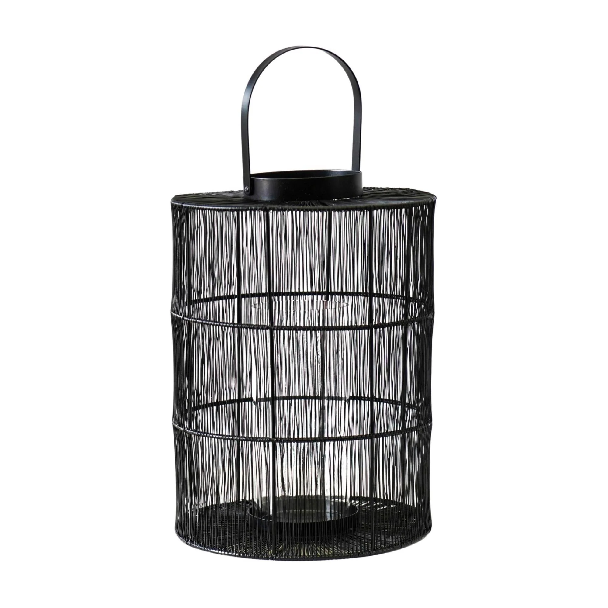 Ivyline Portofino Wirework Lantern with Glass Insert Black - Image 6