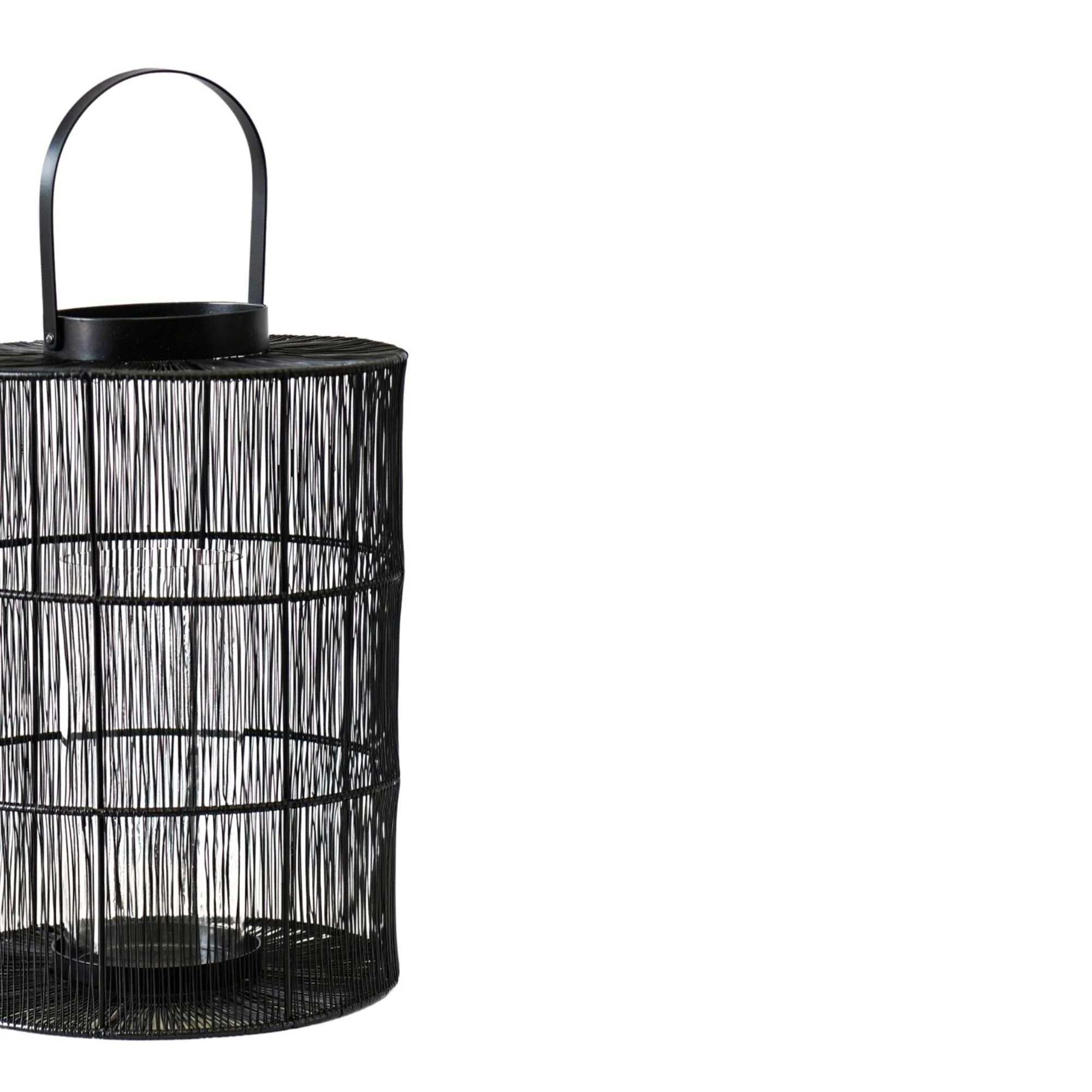 Ivyline Portofino Wirework Lantern with Glass Insert Black - Image 8