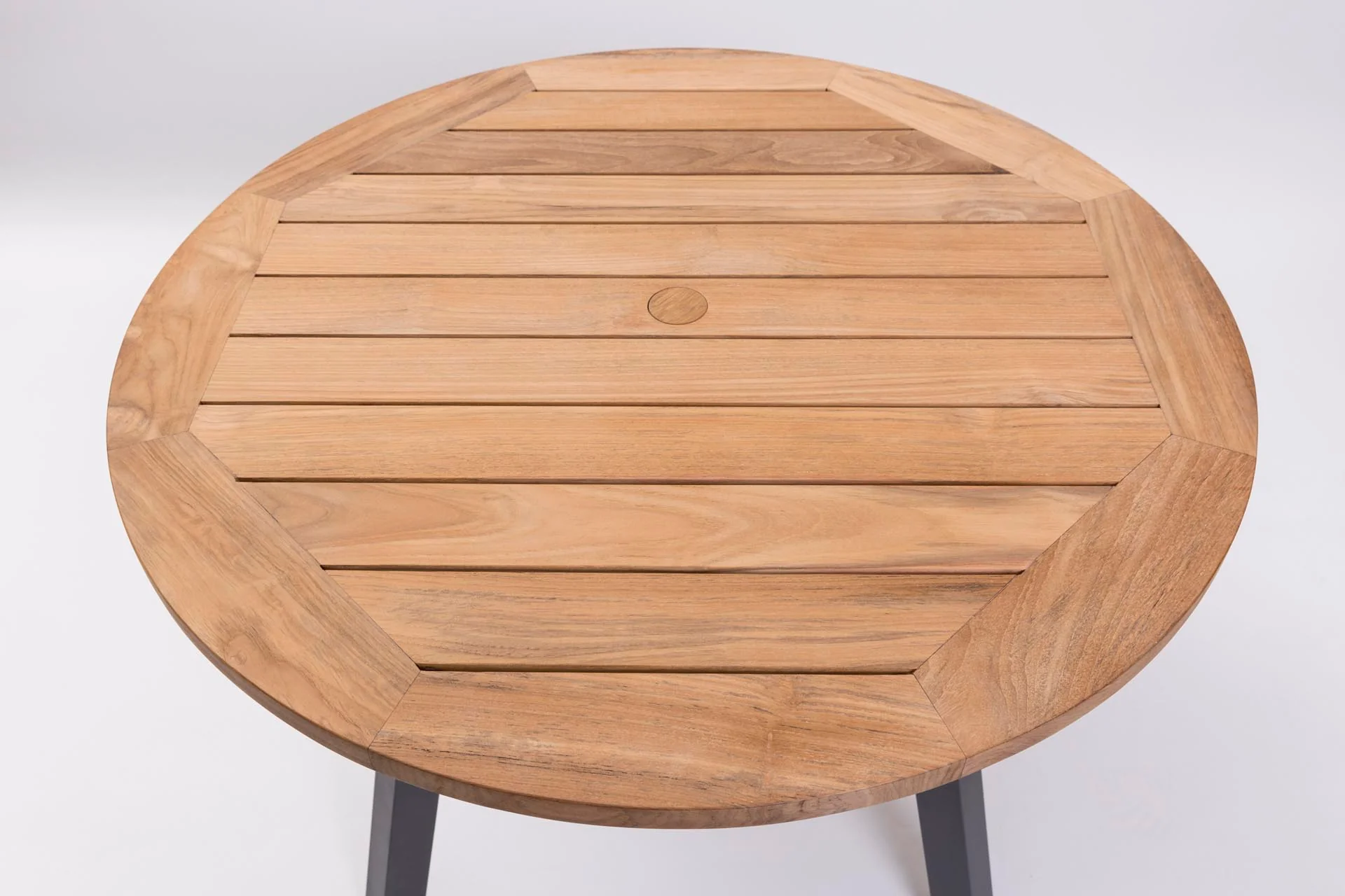 PR Home Atlantic 90cm Round Outdoor Dining Table – Anthracite / Teak - Image 2