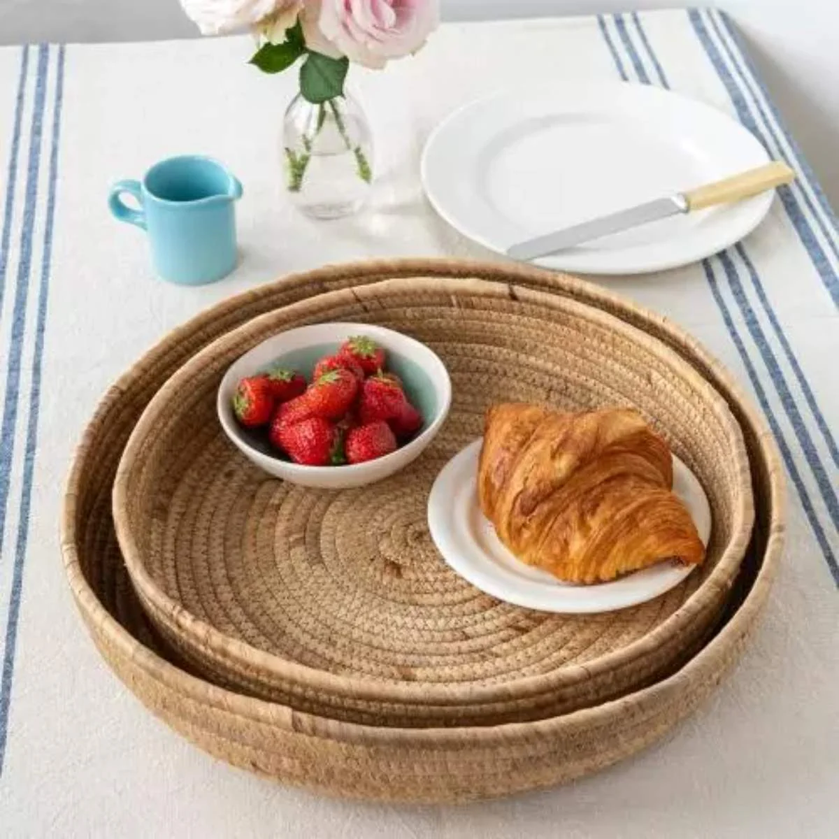 Rex London Round water hyacinth trays (set of 2) - Image 5
