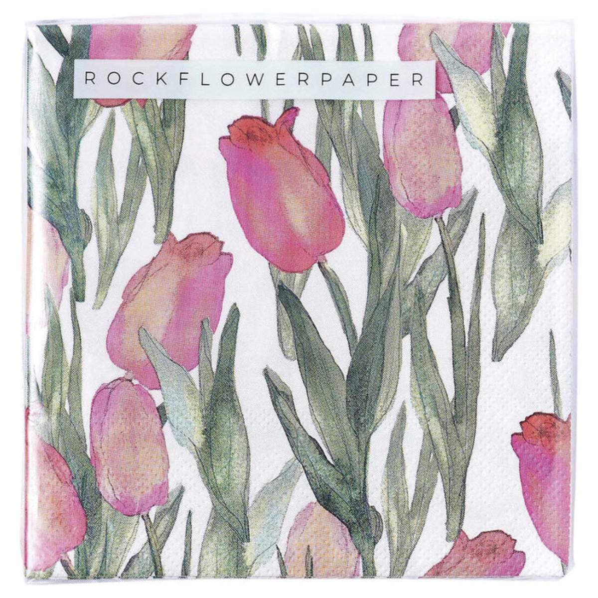 Rock Flower Paper Pink Tulips Paper Cocktail Napkins (Pack of 25) - Image 2