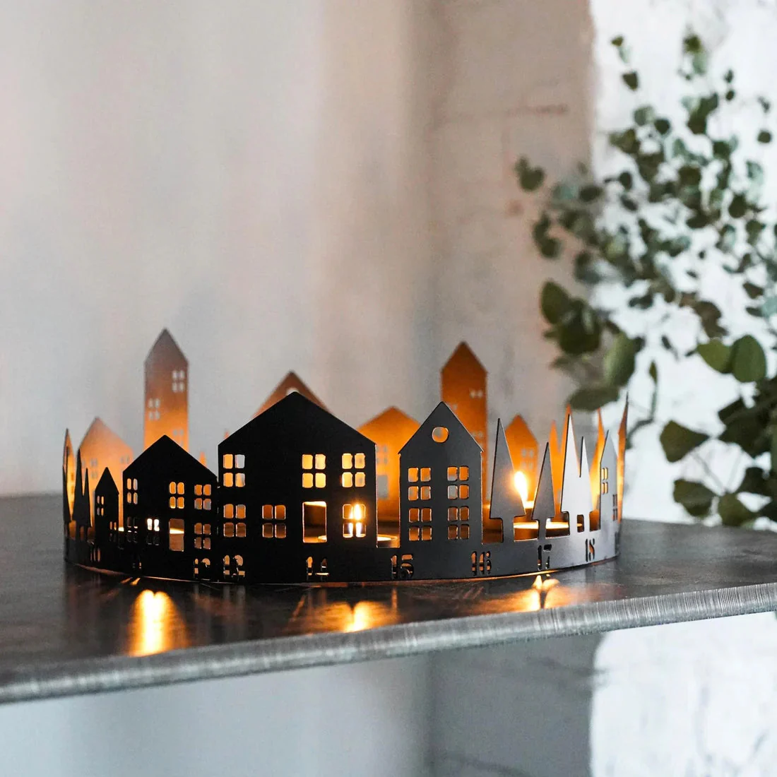 Ivyline Round Advent Tealight Centrepiece Metal Black - Image 2