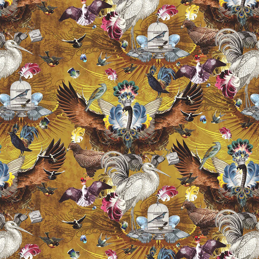 Santorus Arrivée Des Oiseaux Wallpaper In Citrine - Image 2