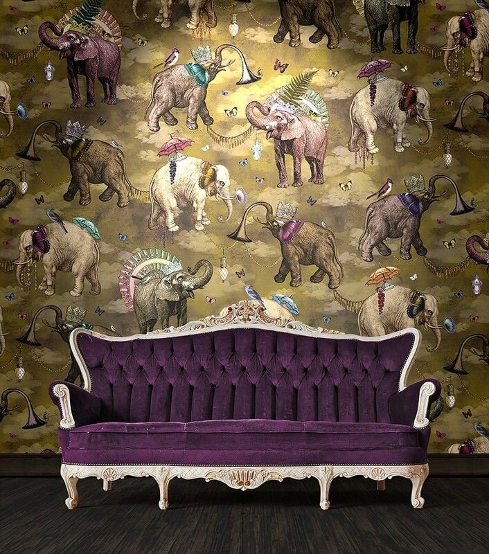 Santorus Elephant's March Wallpaper Mural In  Coriander 2 Roll Set - Image 5